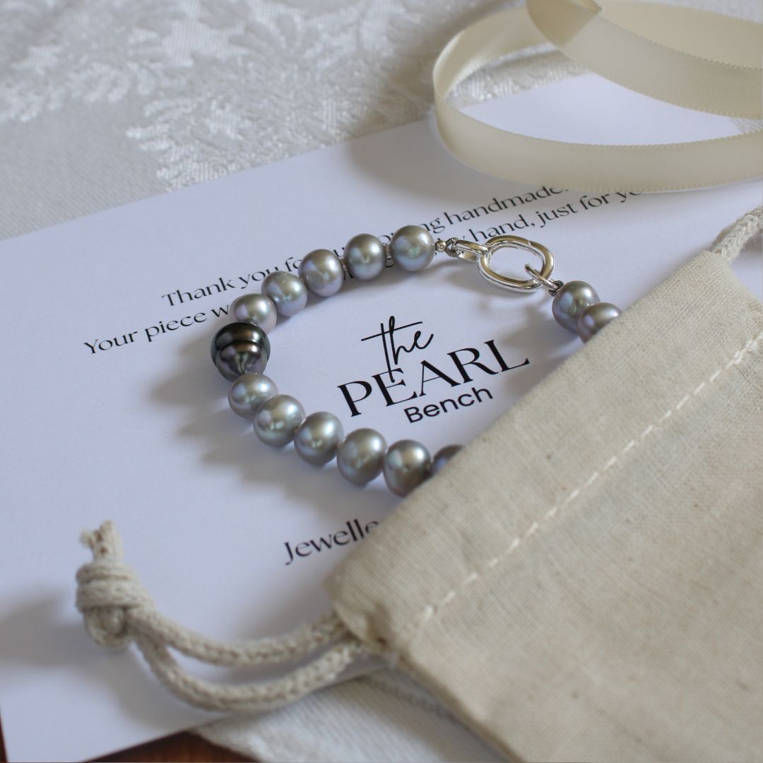 Tide 7mm Grey Pearl Bracelet - Tahitian Black Pearl