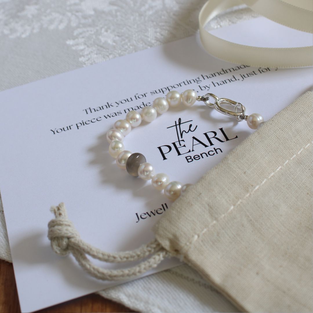 Drift 6mm White Pearl Bracelet - Cashmere Moonstone