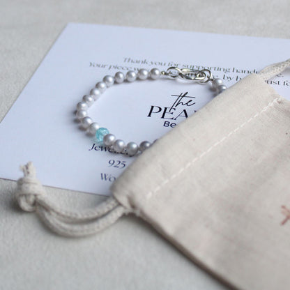 Tide 5mm Grey Pearl Bracelet - Apatite