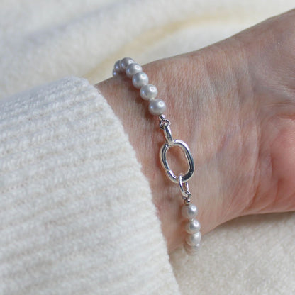 Tide 5mm Grey Pearl Bracelet - Apatite