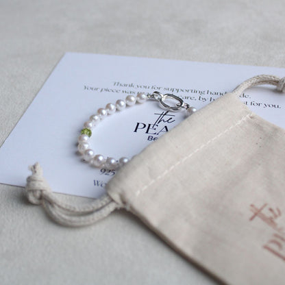 Drift 5mm White Pearl Bracelet - Peridot