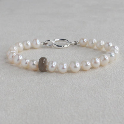 Drift 6mm White Pearl Bracelet - Cashmere Moonstone