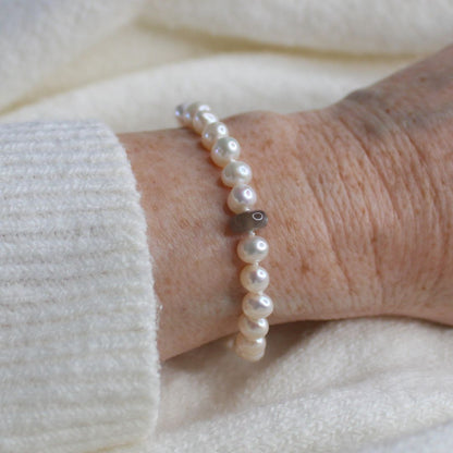 Drift 6mm White Pearl Bracelet - Cashmere Moonstone