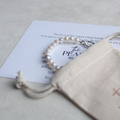 Drift 6mm White Pearl Bracelet - Grey Pearl