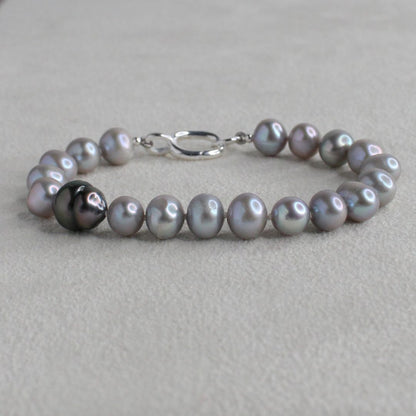 Tide 7mm Grey Pearl Bracelet - Tahitian Black Pearl