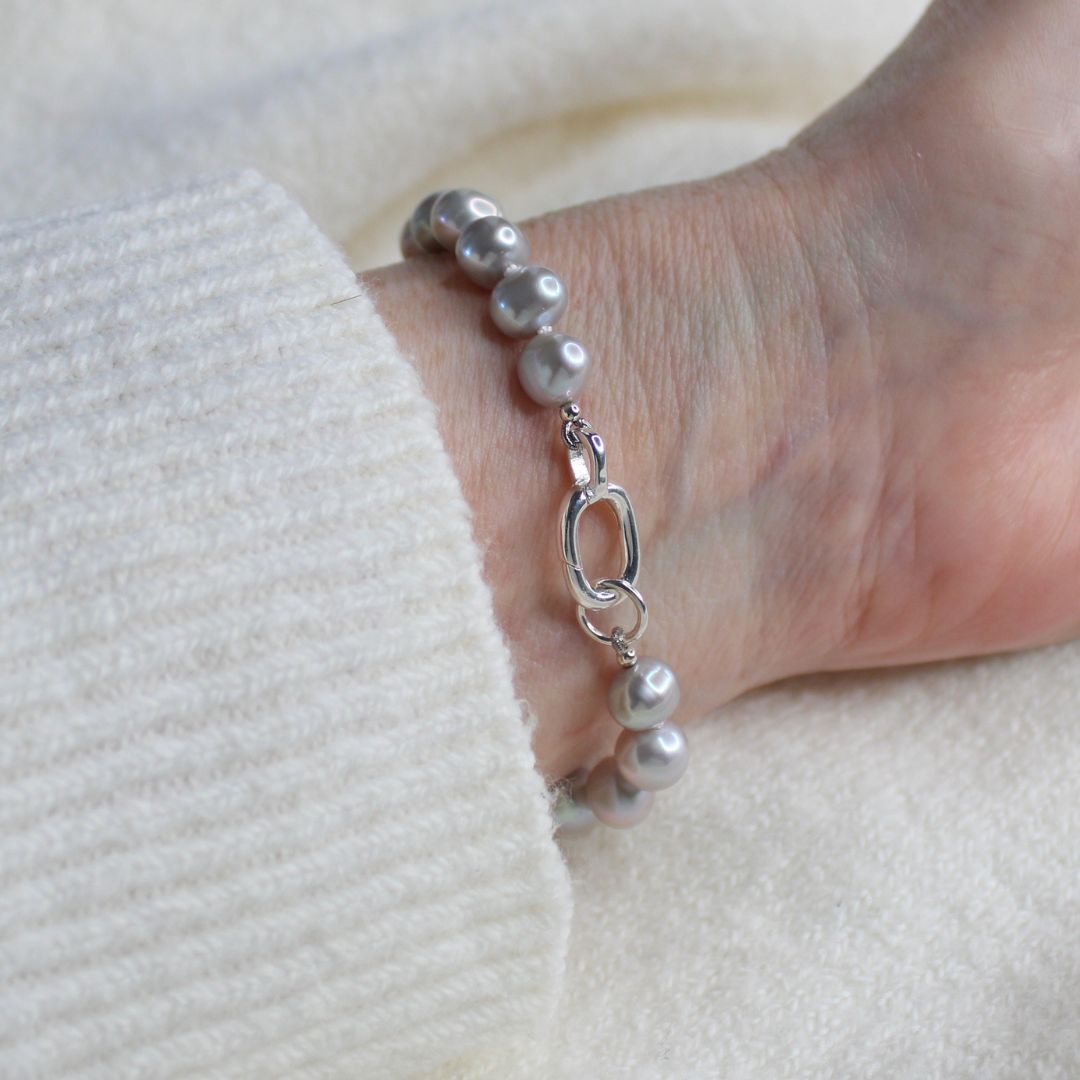 Tide 7mm Grey Pearl Bracelet