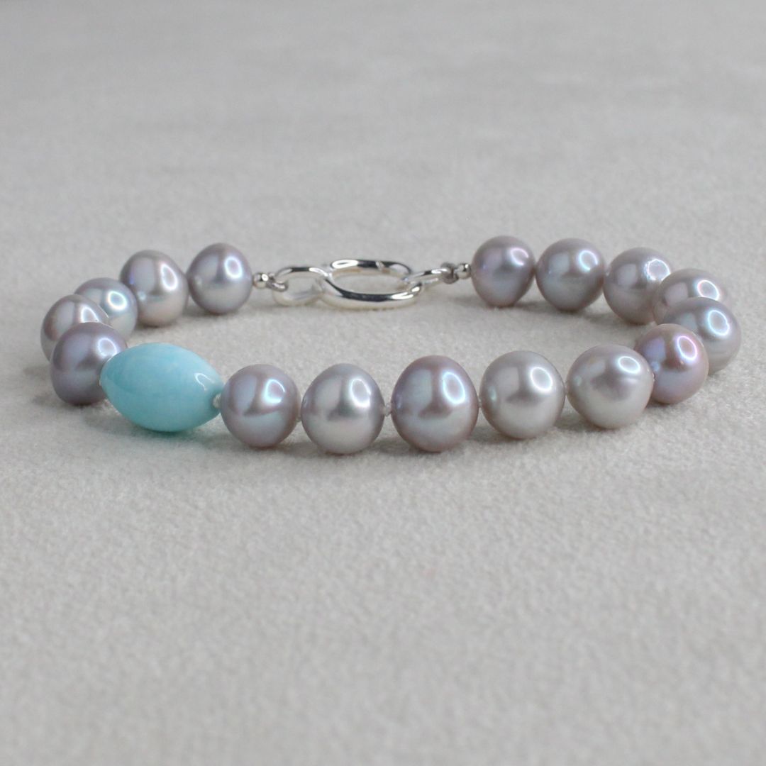 Tide 8mm Grey Pearl Bracelet - Aragonite