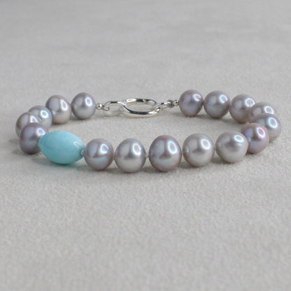 Tide 8mm Grey Pearl Bracelet - Aragonite