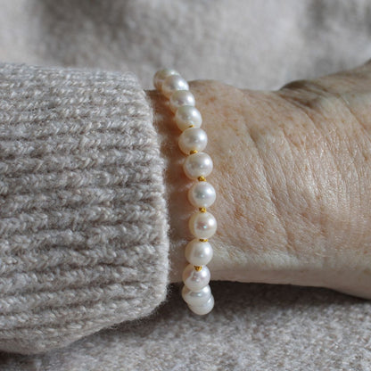 Drift 6mm White Pearl Bracelet | Citrine Silk