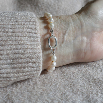 Drift 6mm White Pearl Bracelet | Citrine Silk