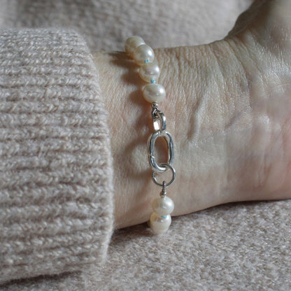 Drift 6mm White Pearl Bracelet | Turquoise Silk