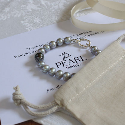 Tide 7mm Grey Pearl Bracelet - Tahitian Black Pearl