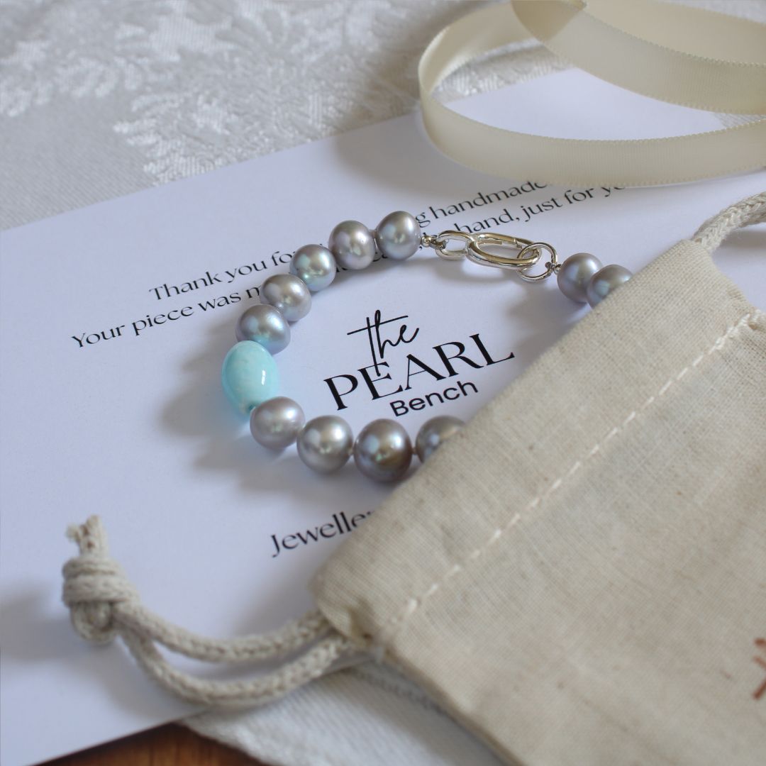 Tide 8mm Grey Pearl Bracelet - Aragonite