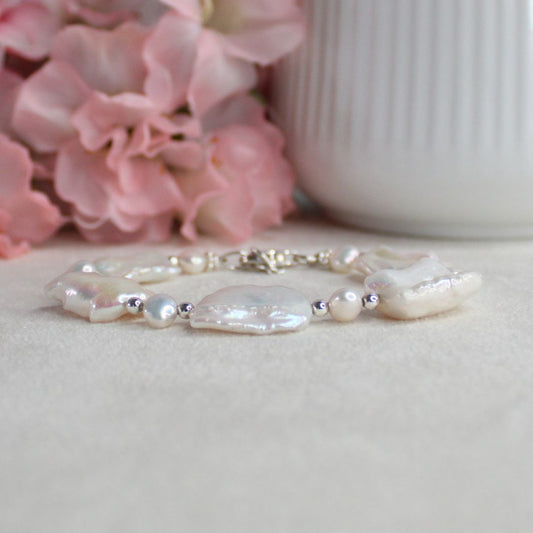 Large Keshi Pearl Bracelet - Cascade