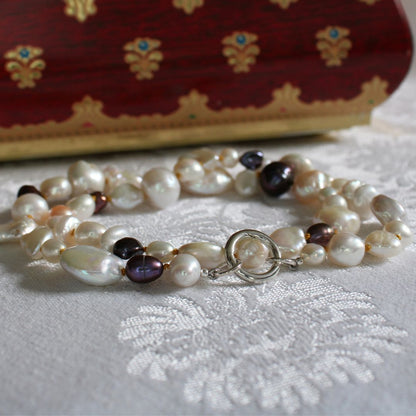 Mixed Pearl Necklace with Citrine Silk