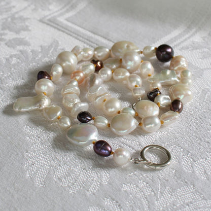 Mixed Pearl Necklace with Citrine Silk