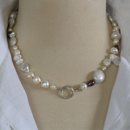 Mixed Pearl Necklace with Citrine Silk