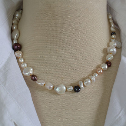 Mixed Pearl Necklace with Citrine Silk