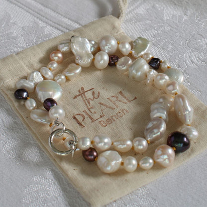 Mixed Pearl Necklace with Citrine Silk
