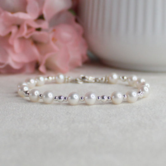 Pearl & Silver Bead Bracelet - Silver Lining