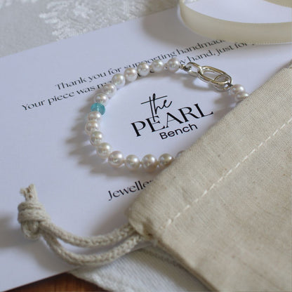 Drift 5mm White Pearl Bracelet - Apatite