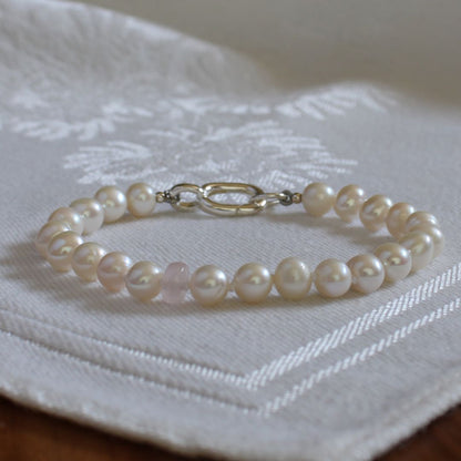 Drift 6mm White Pearl Bracelet - Morganite