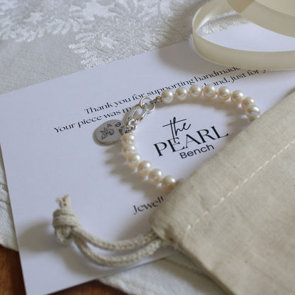 Drift 6mm White Pearl Bracelet - Birthflower & Initial Charm