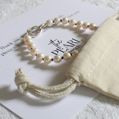 Drift 6mm White Pearl Bracelet | Amethyst Silk