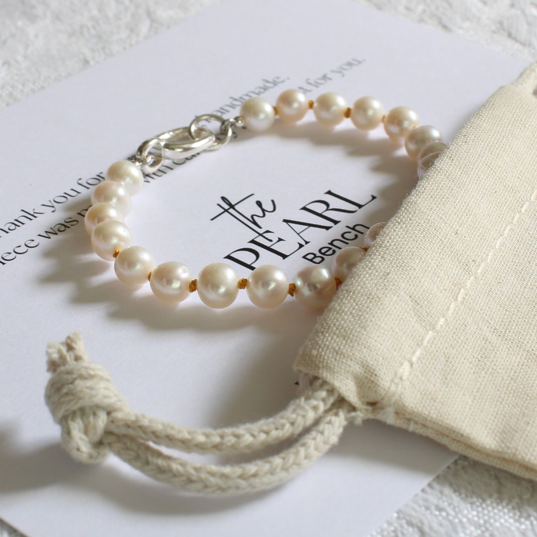 Drift 6mm White Pearl Bracelet | Citrine Silk