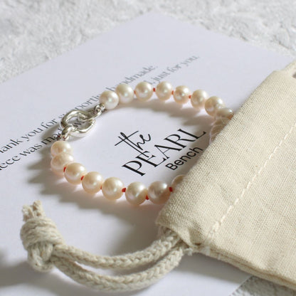 Drift 6mm White Pearl Bracelet | Coral Silk