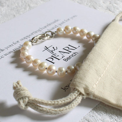 Drift 6mm White Pearl Bracelet | Periwinkle Silk